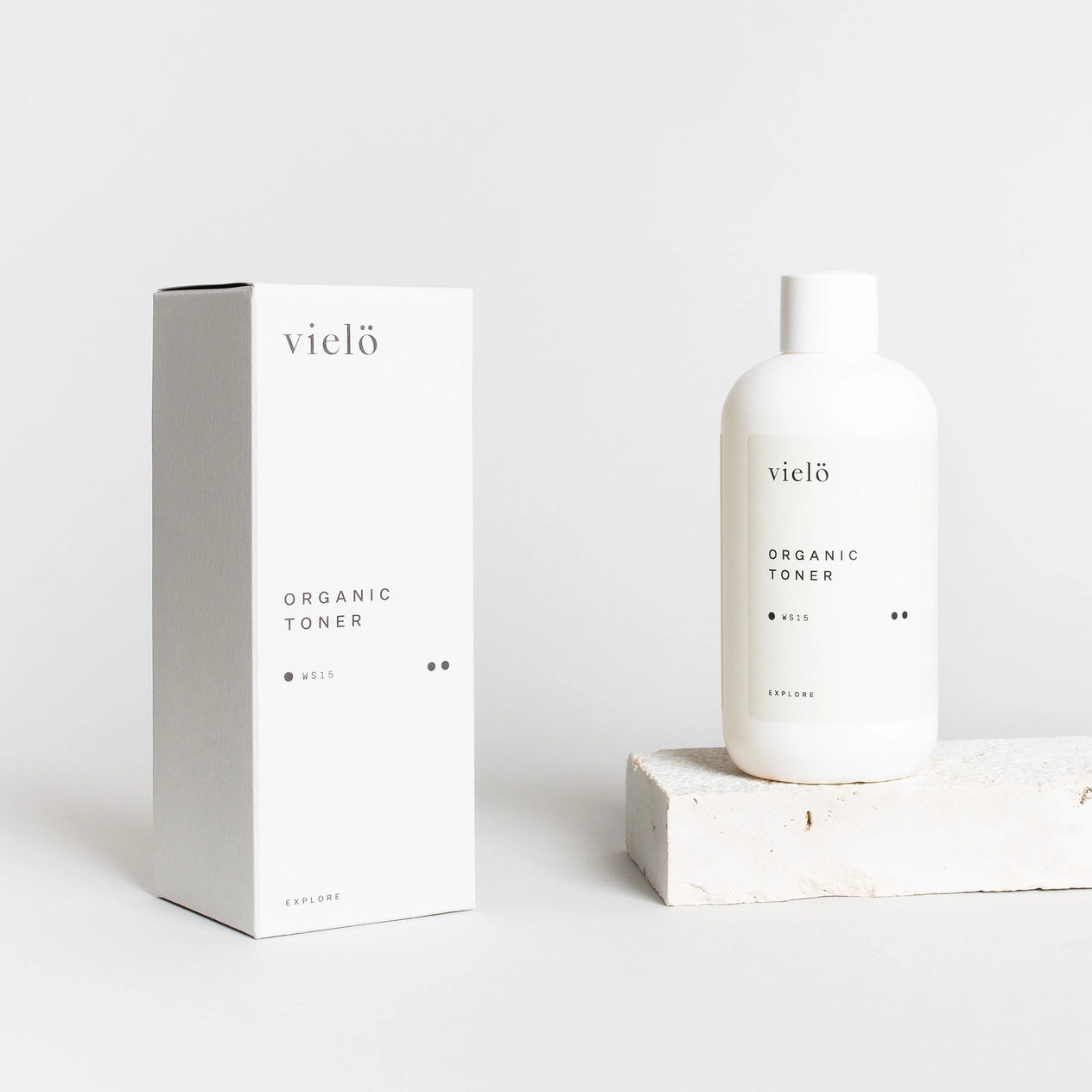 Minimalist Vielö Soothing Toner bottle — gentle, hydrating toner made with organic whey.”